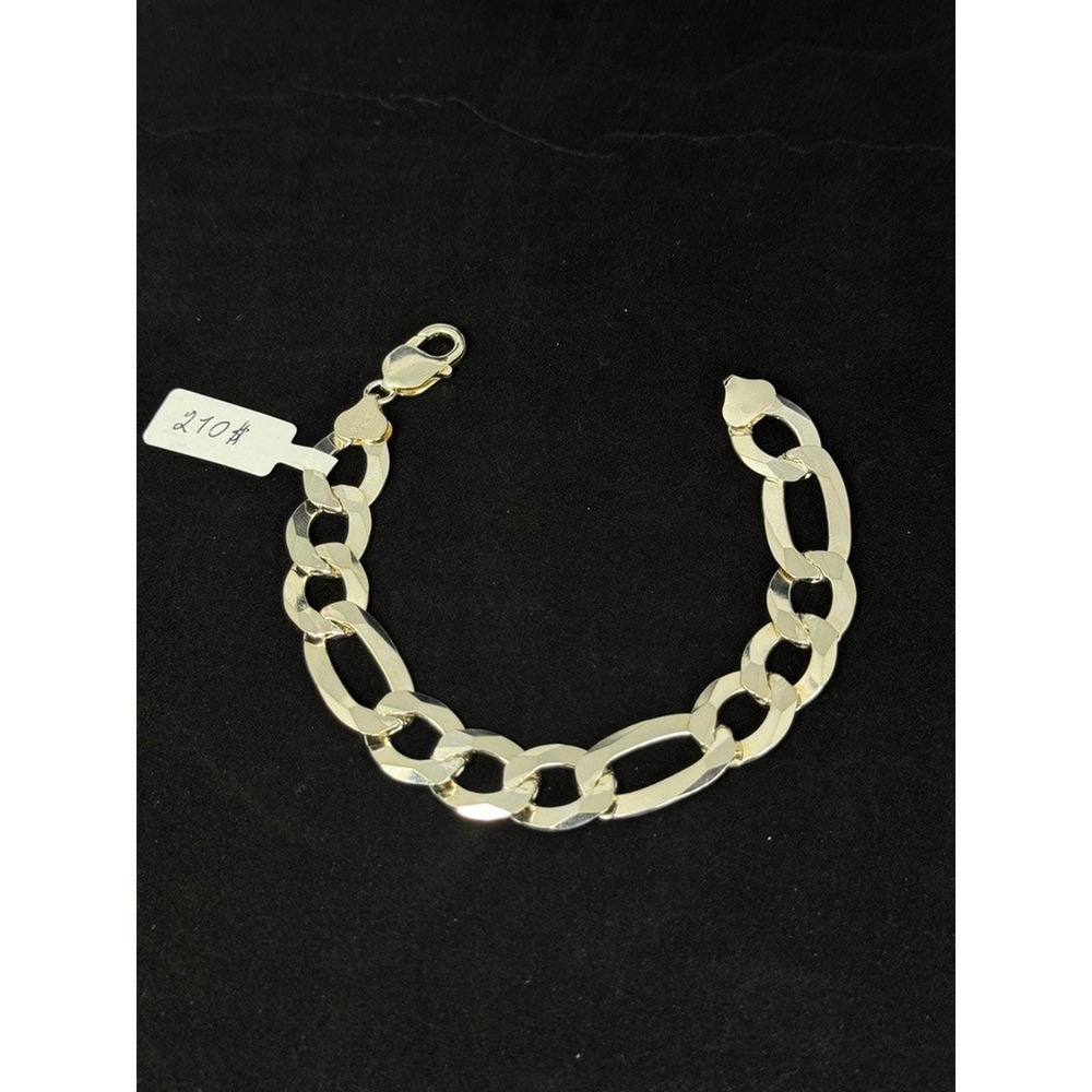 Italian‎ Sterling Silver 925 Figaro Link Chain Bracelet 8.5 Inch 31 Grams